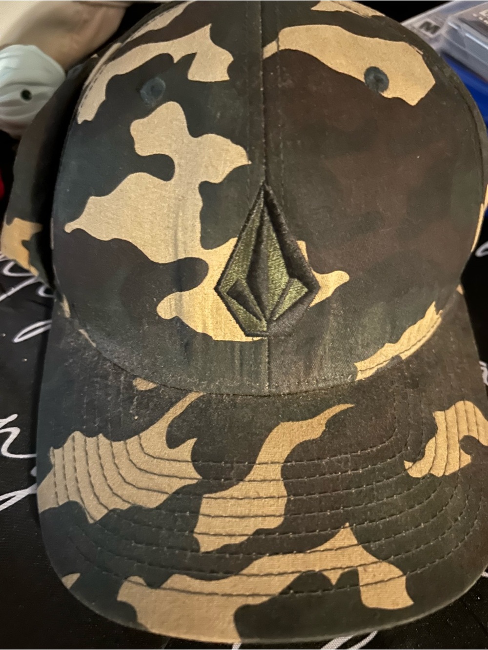 Volcom Men’s Camo Stone Logo Cap - Black & Tan